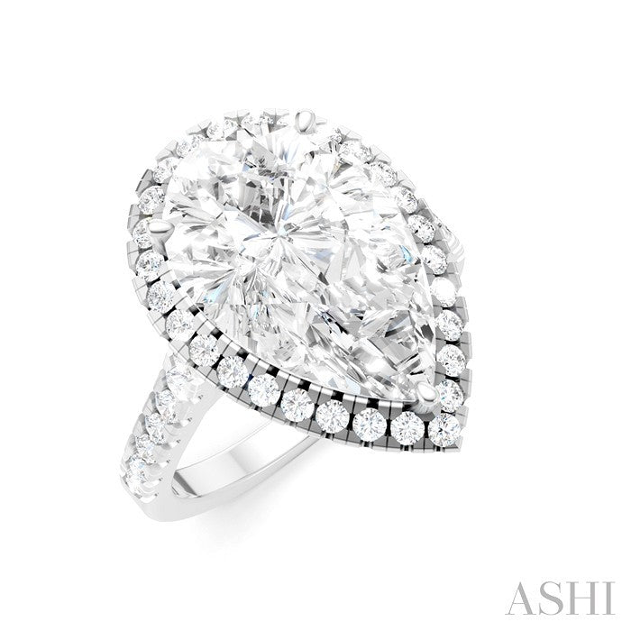 Pear Shape Semi-Mount Halo Diamond Engagement Ring