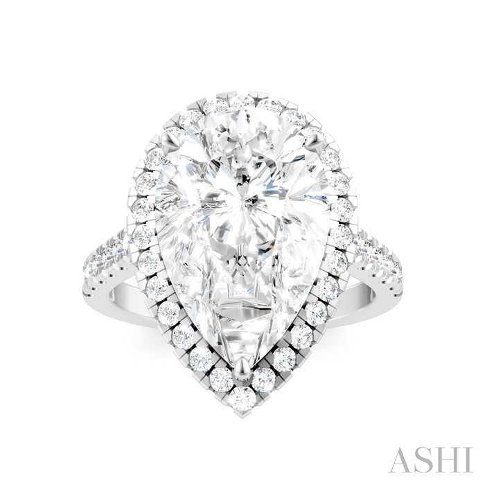 Pear Shape Semi-Mount Halo Diamond Engagement Ring