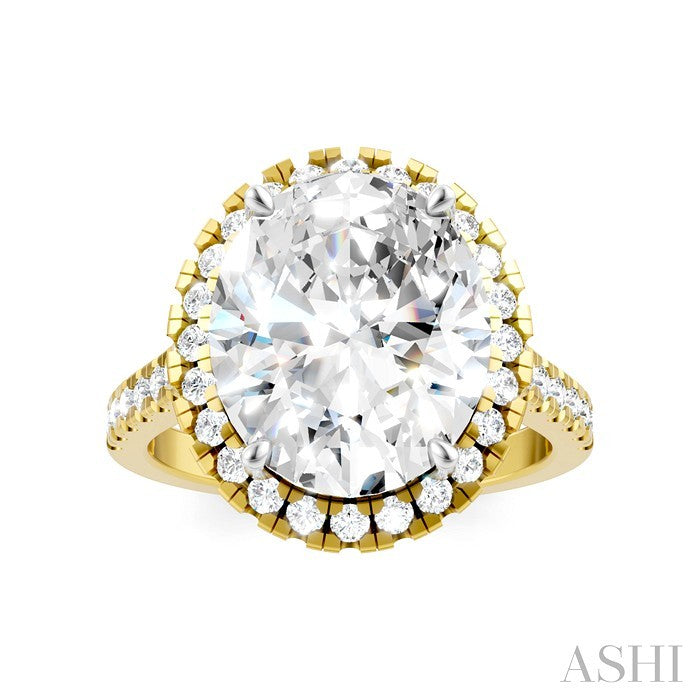 Oval Shape Semi-Mount Halo Diamond Engagement Ring