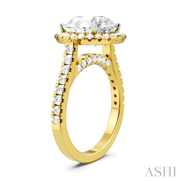Round Shape Semi-Mount Halo Diamond Engagement Ring