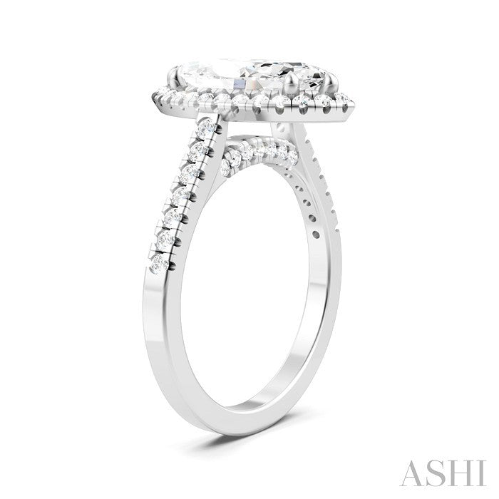 Marquise Shape Semi-Mount Halo Diamond Engagement Ring