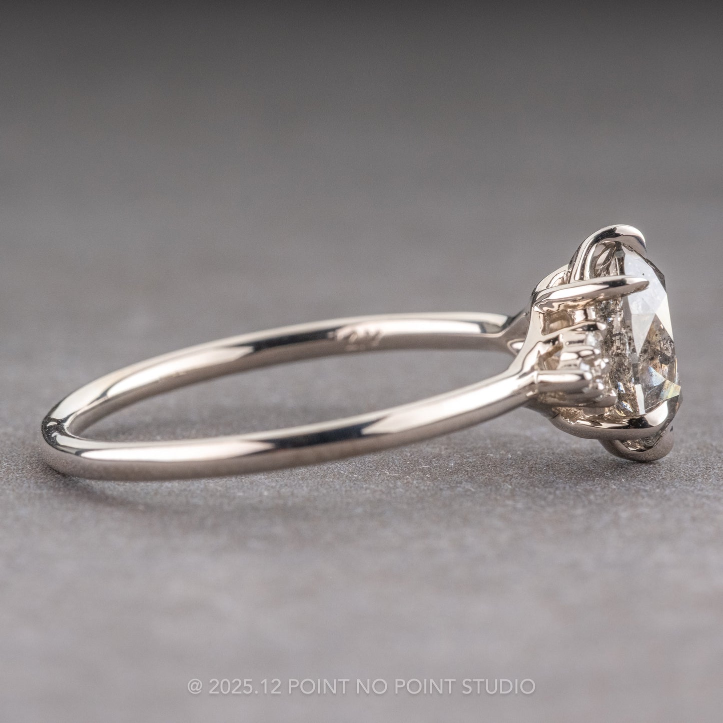 2.10 Carat Salt and Pepper Oval Diamond Engagement Ring, Quinn Setting