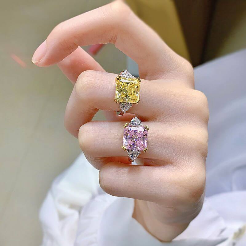 Dazzling Radiant Cut Yellow Stone Sterling Silver Engagement Ring