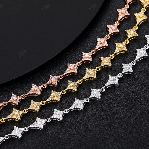 Iced Out Rose Gold Plating Moissanite Iced Out Star Bracelet