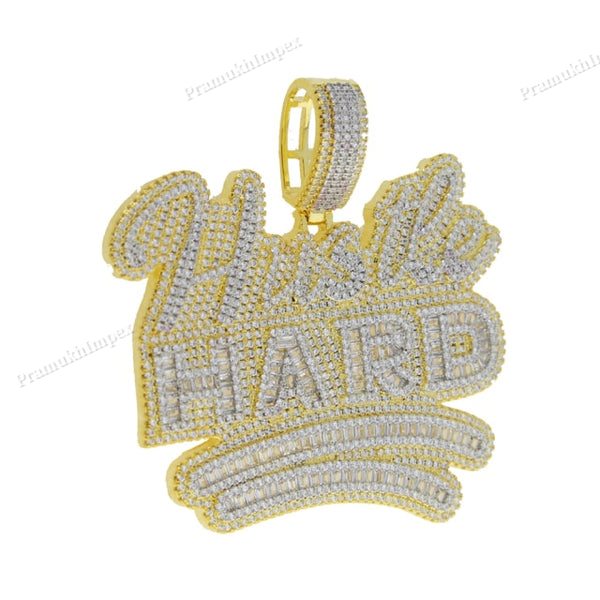 Baguette Moissanite S925 Silver Hustle Hard Pendant