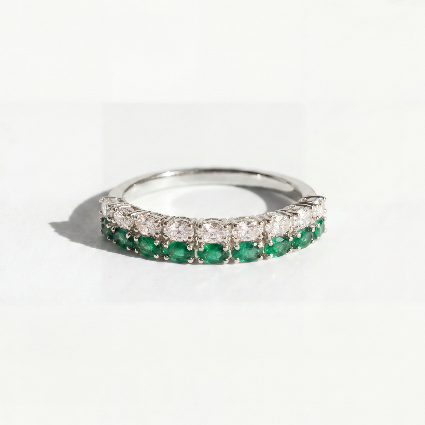 The Green and White Band | Lab-Grown Emerald and Diamond