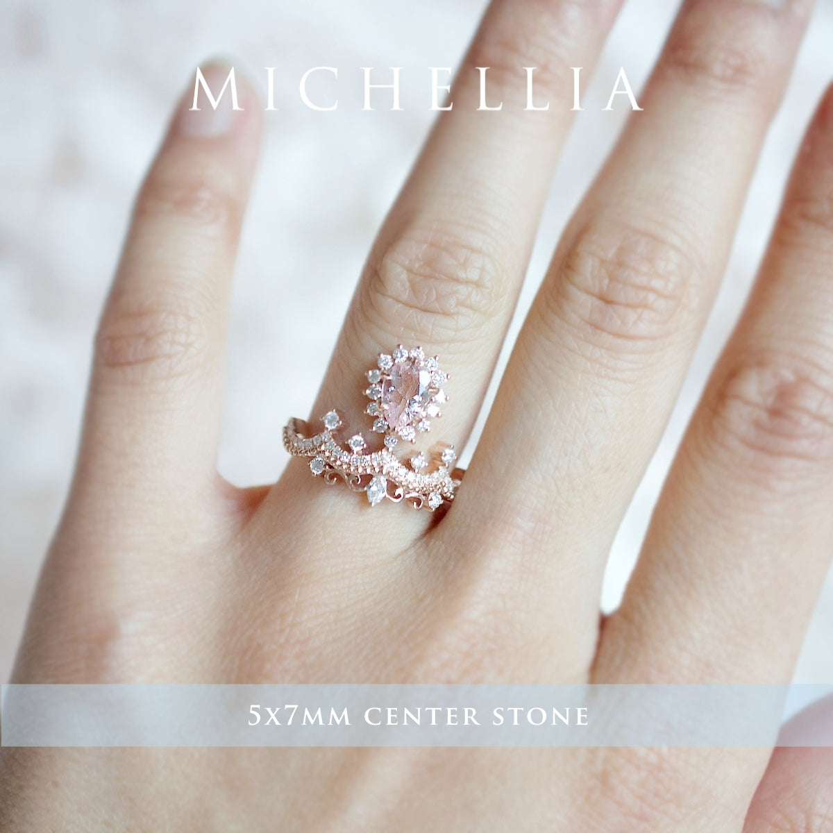 [Angelique] Venetian Crown Engagement Ring in Morganite