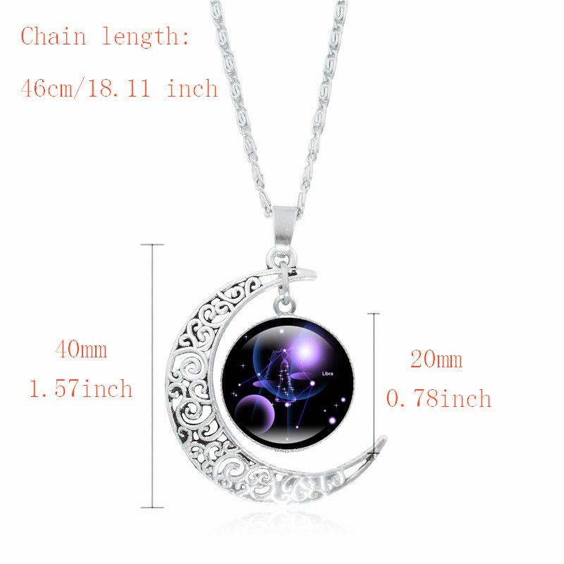 Fortune Jewel 12 Constellations of the Zodiac Moon Protection Necklace Chain Pendant