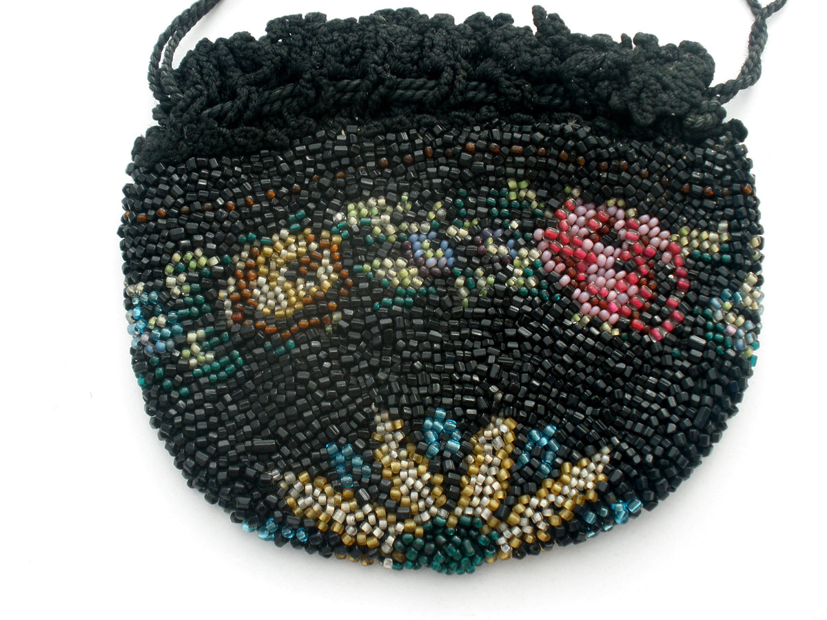 19th Centruy Star Pattern Reticule Beaded Pursette Coin Purse