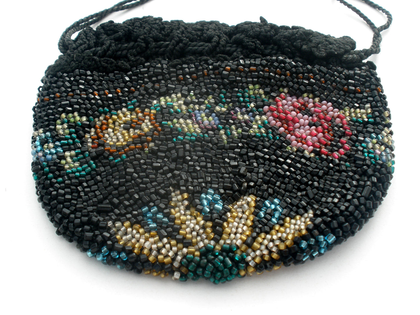 19th Centruy Star Pattern Reticule Beaded Pursette Coin Purse