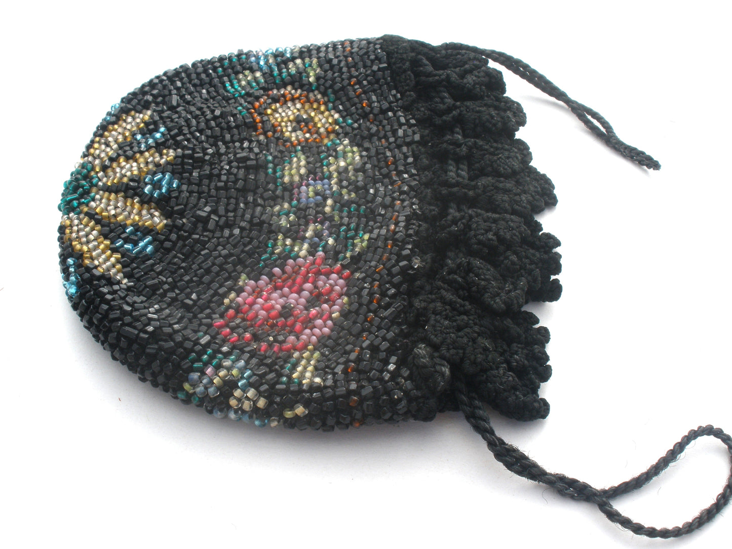 19th Centruy Star Pattern Reticule Beaded Pursette Coin Purse