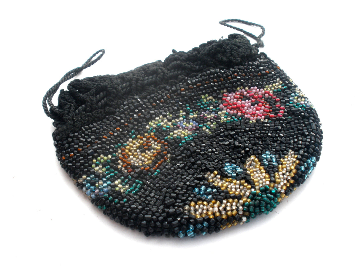 19th Centruy Star Pattern Reticule Beaded Pursette Coin Purse