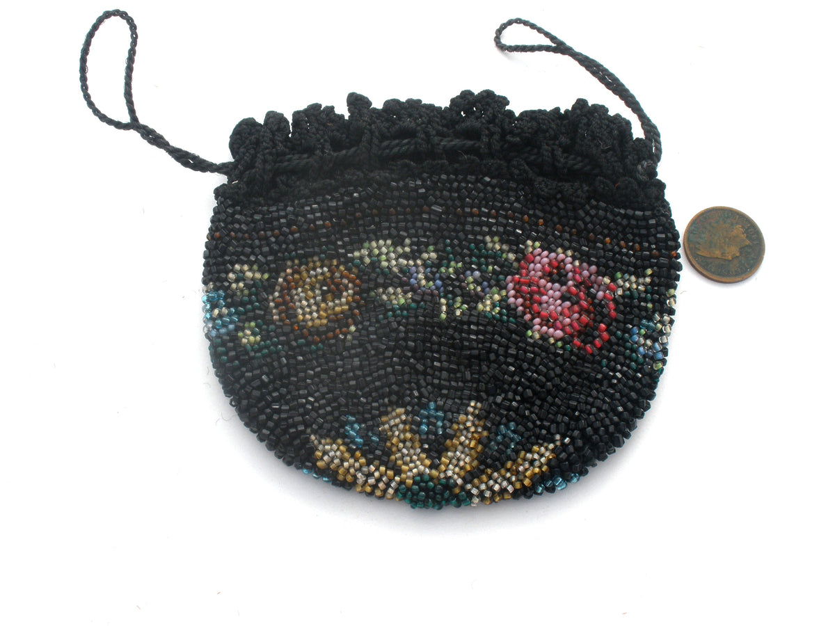 19th Centruy Star Pattern Reticule Beaded Pursette Coin Purse