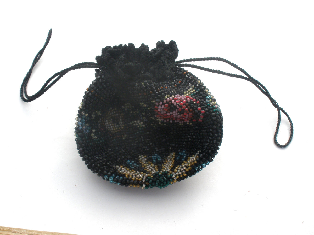 19th Centruy Star Pattern Reticule Beaded Pursette Coin Purse