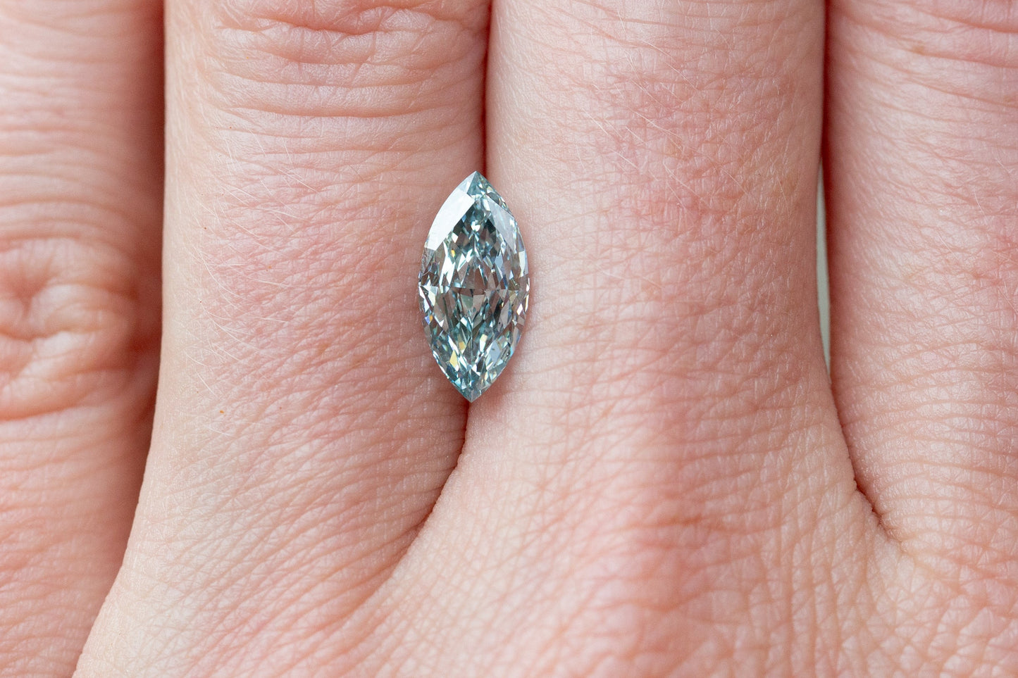1.72ct Fancy Intense Greenish Blue Marquise Lab Diamond, VVS1