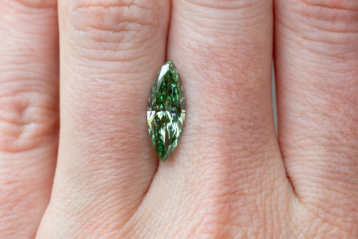 2.24ct Fancy Vivid Green Marquise Lab Diamond, VVS2