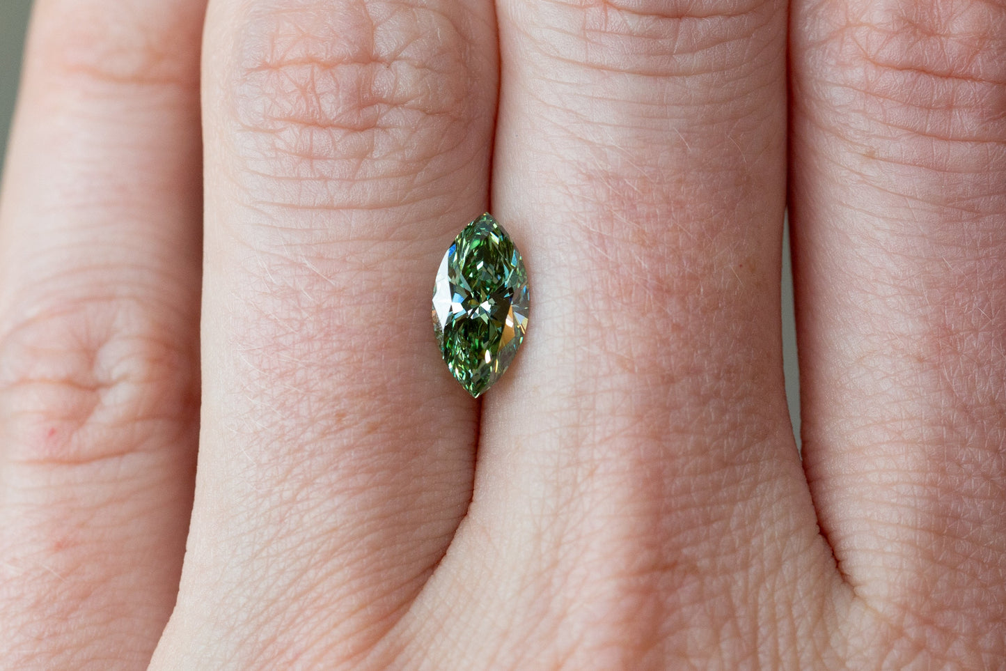 1.24ct Fancy Vivid Green Marquise Lab Diamond, VVS2