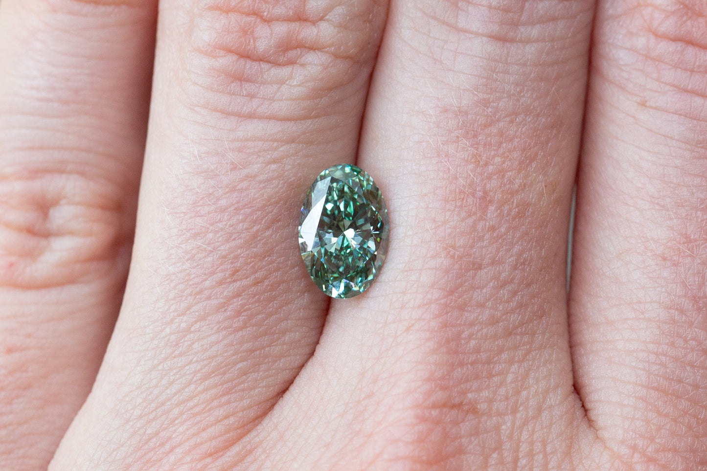 2.03ct Fancy Vivid Green Oval Lab Diamond, VS1