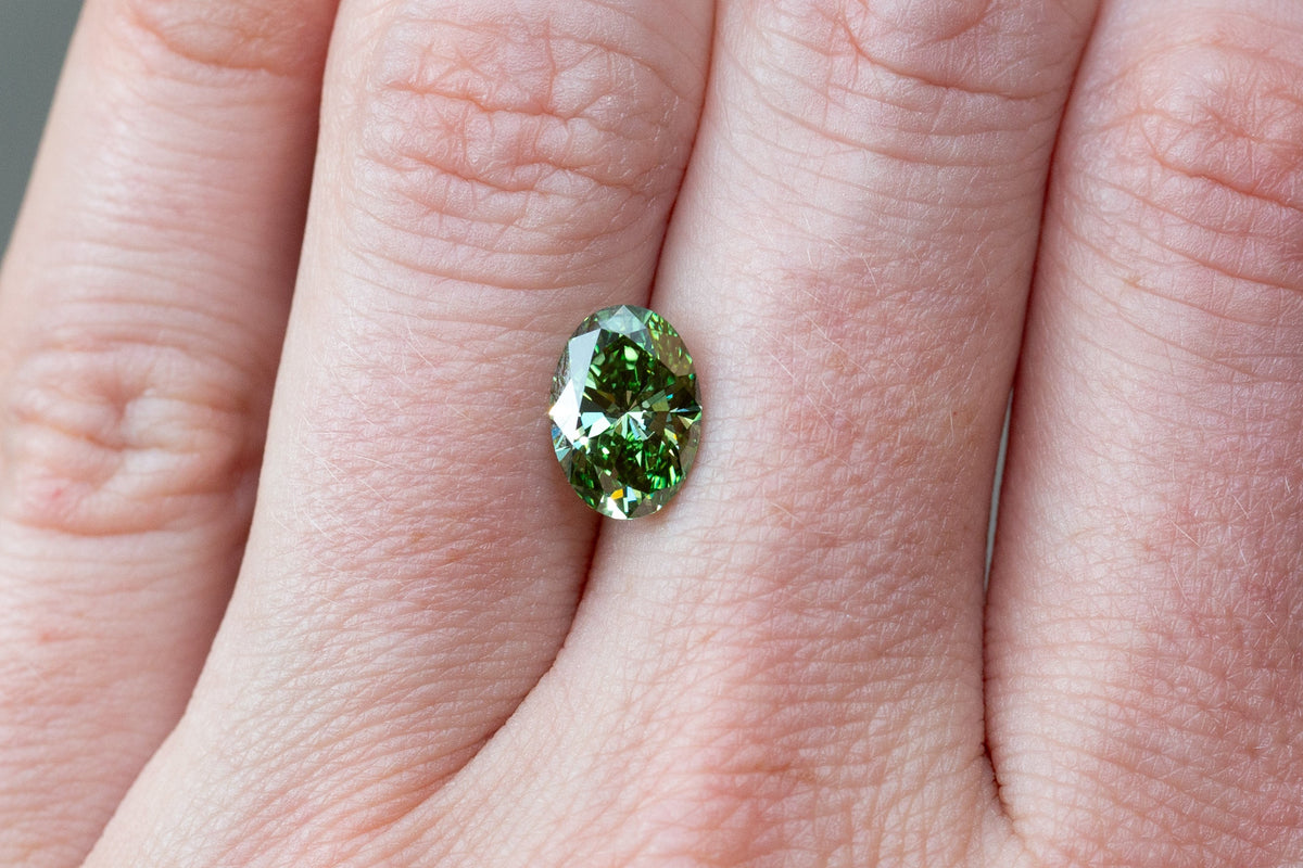2.10ct Fancy Vivid Green Oval Lab Diamond, VS1