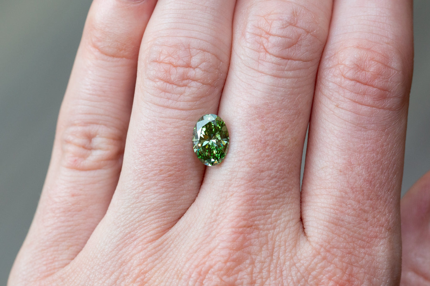 2.10ct Fancy Vivid Green Oval Lab Diamond, VS1
