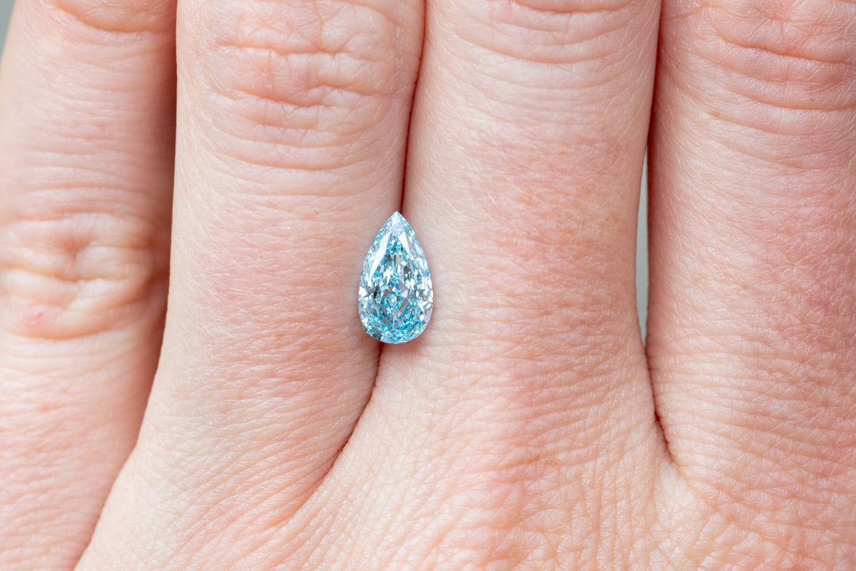 1.16ct Fancy Vivid Blue Pear Lab Diamond, VVS2