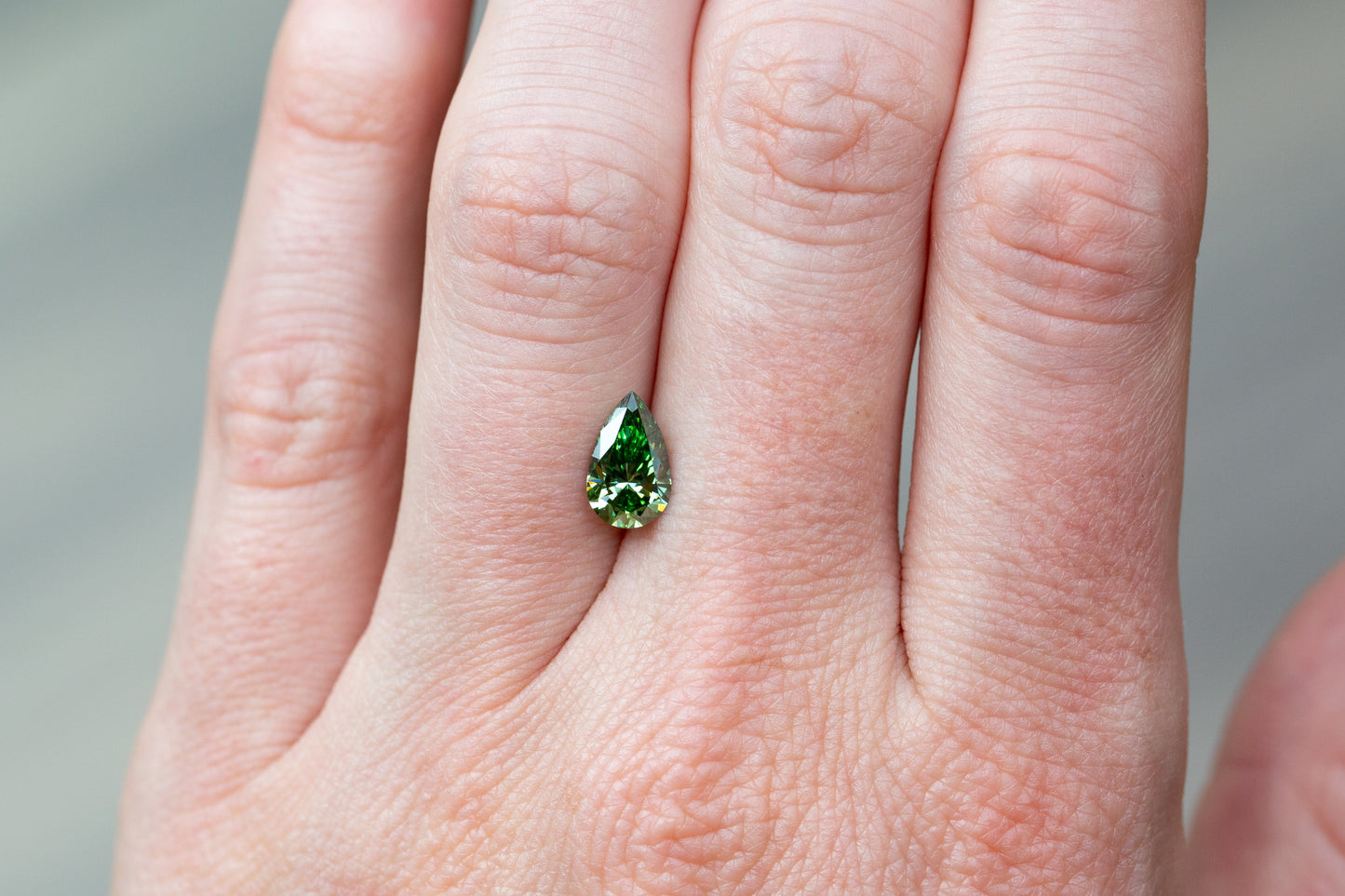 1.20ct Fancy Vivid Green Pear Lab Diamond, VS1