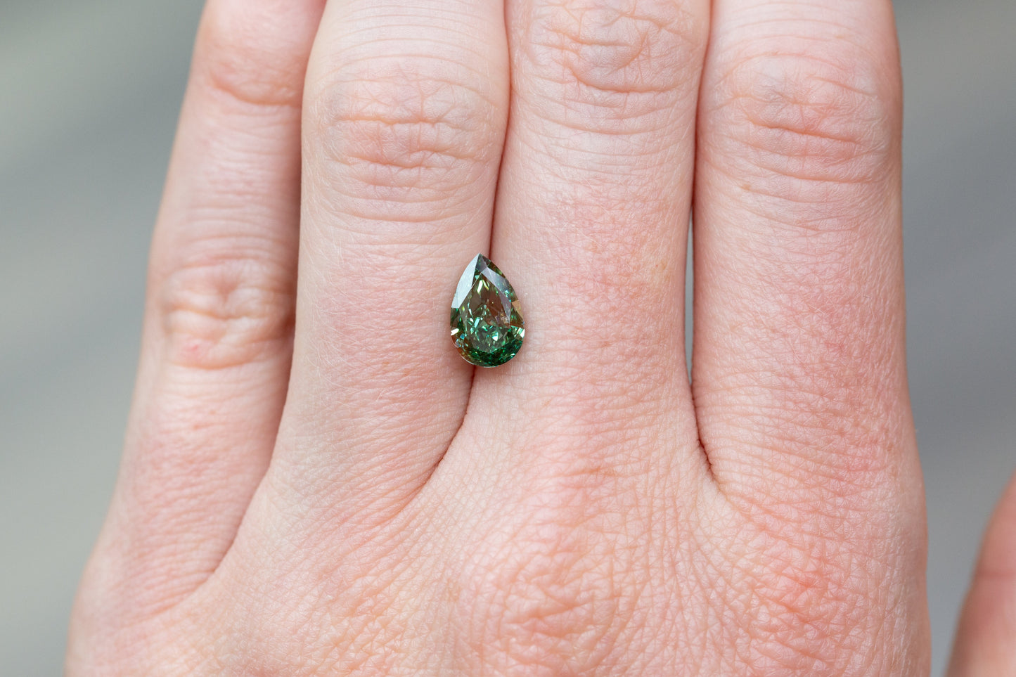 1.72ct Fancy Vivid Green Bi-color Pear Lab Diamond, VVS2