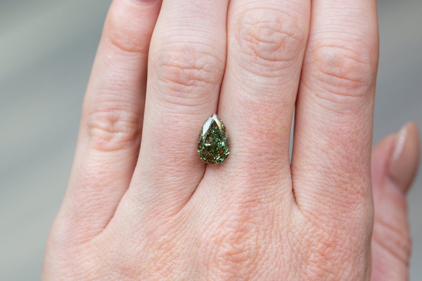 2.68ct Fancy Vivid Green Pear Lab Diamond, VVS2