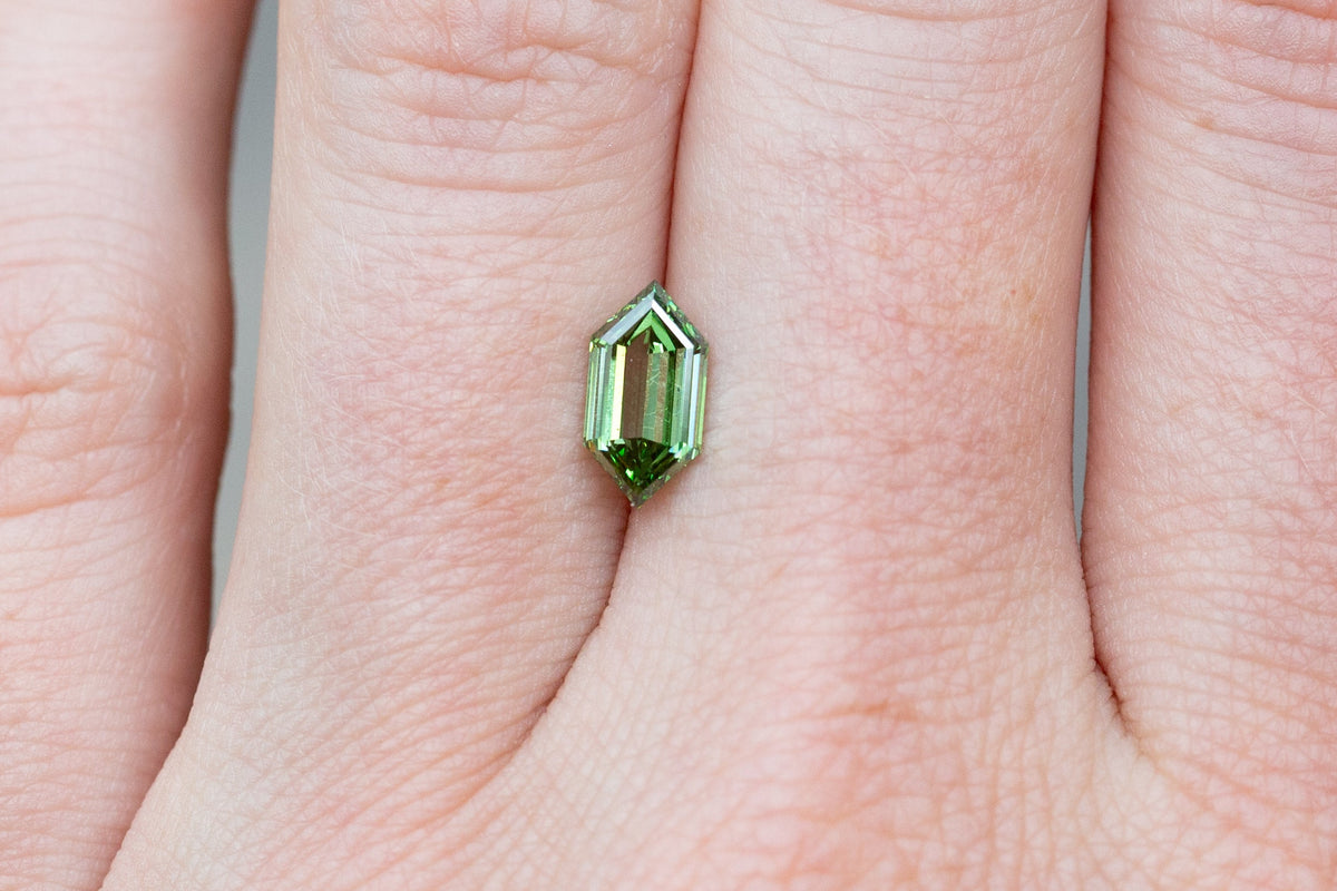 1.02ct Fancy Vivid Green Elongated Hexagon Lab Diamond, VS1
