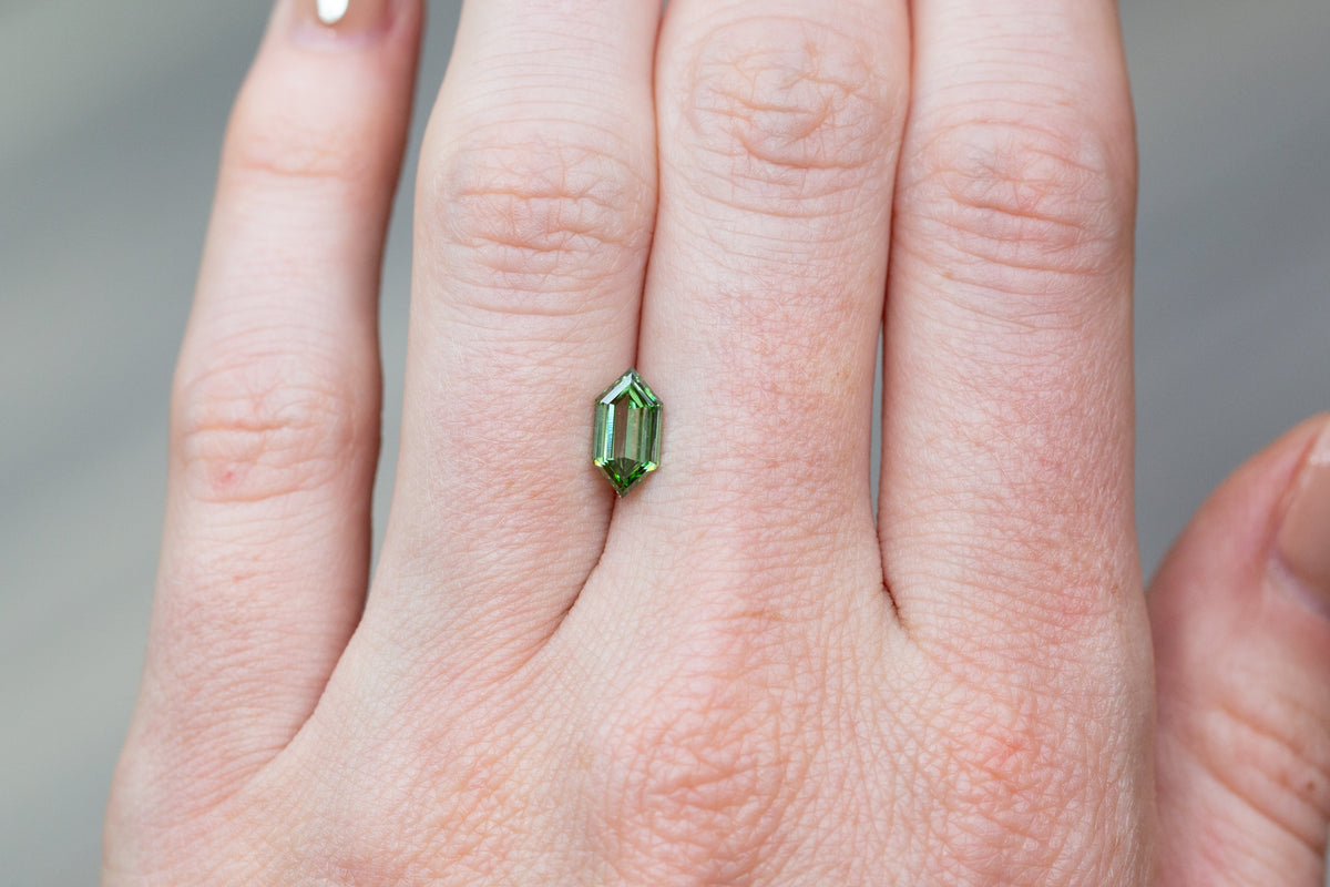 1.02ct Fancy Vivid Green Elongated Hexagon Lab Diamond, VS1