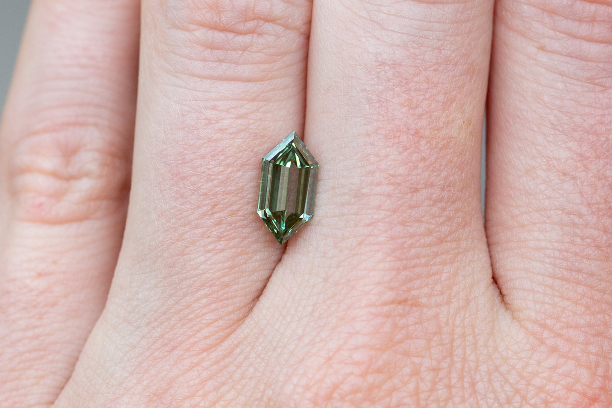 1.52ct Fancy Vivid Green Elongated Hexagon Lab Diamond, VS1
