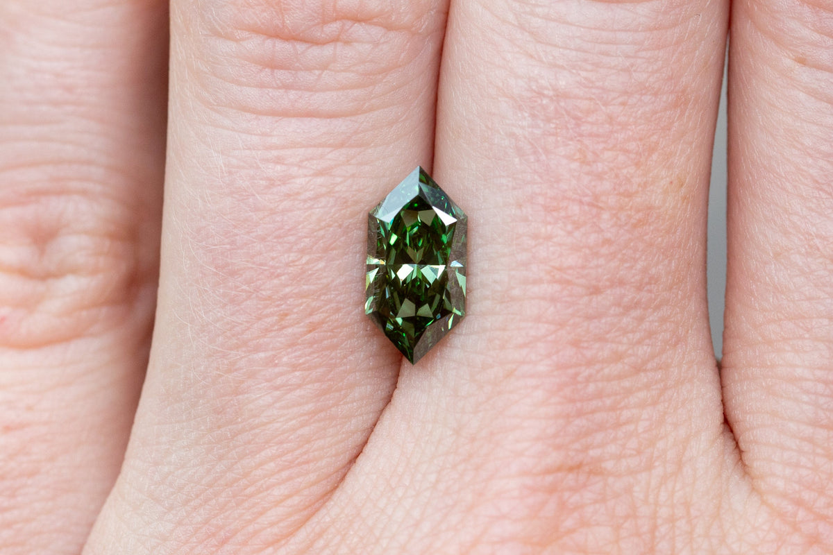 2.12ct Fancy Vivid Green Elongated Hexagon Lab Diamond, VS1