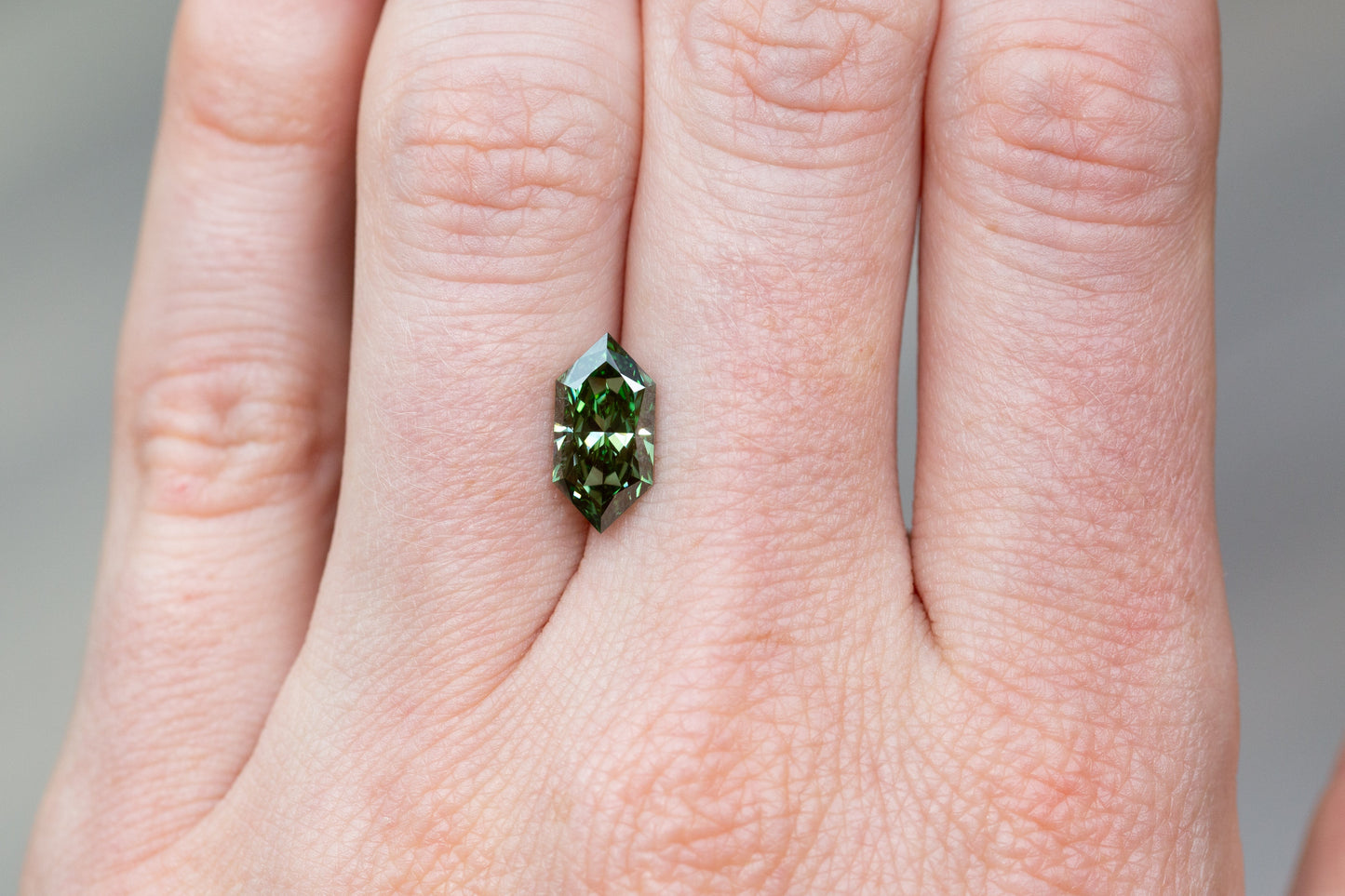 2.12ct Fancy Vivid Green Elongated Hexagon Lab Diamond, VS1
