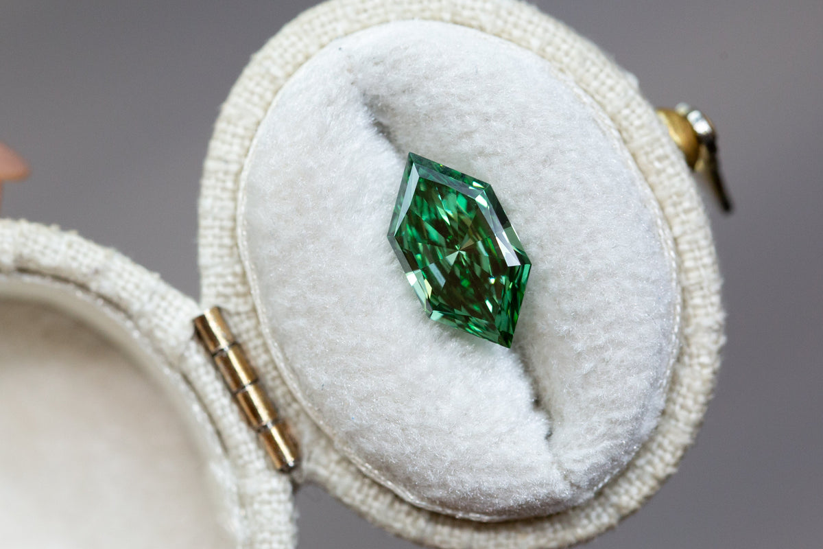 2.16ct Fancy Vivid Green Elongated Hexagon Lab Diamond, VVS2