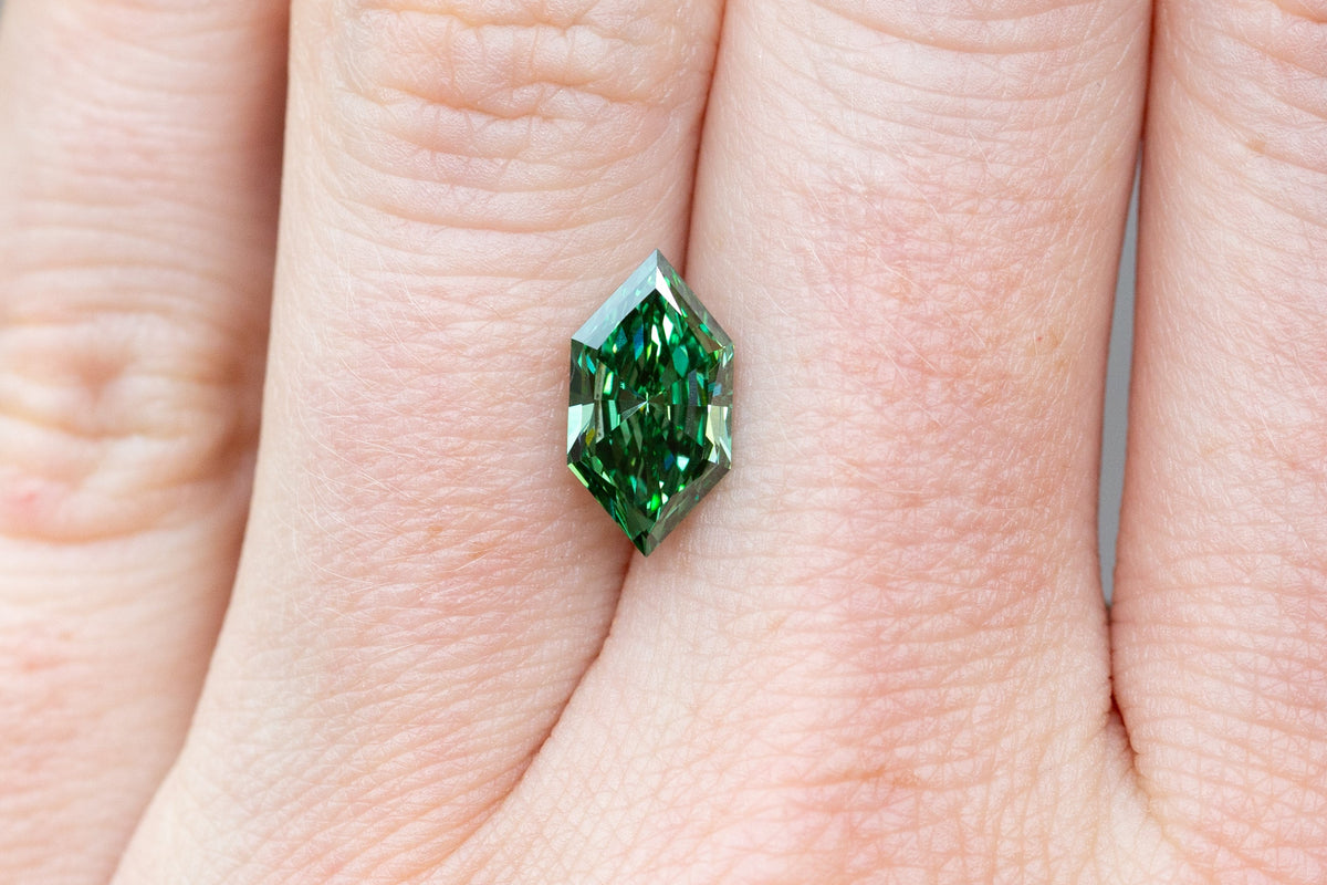 2.16ct Fancy Vivid Green Elongated Hexagon Lab Diamond, VVS2