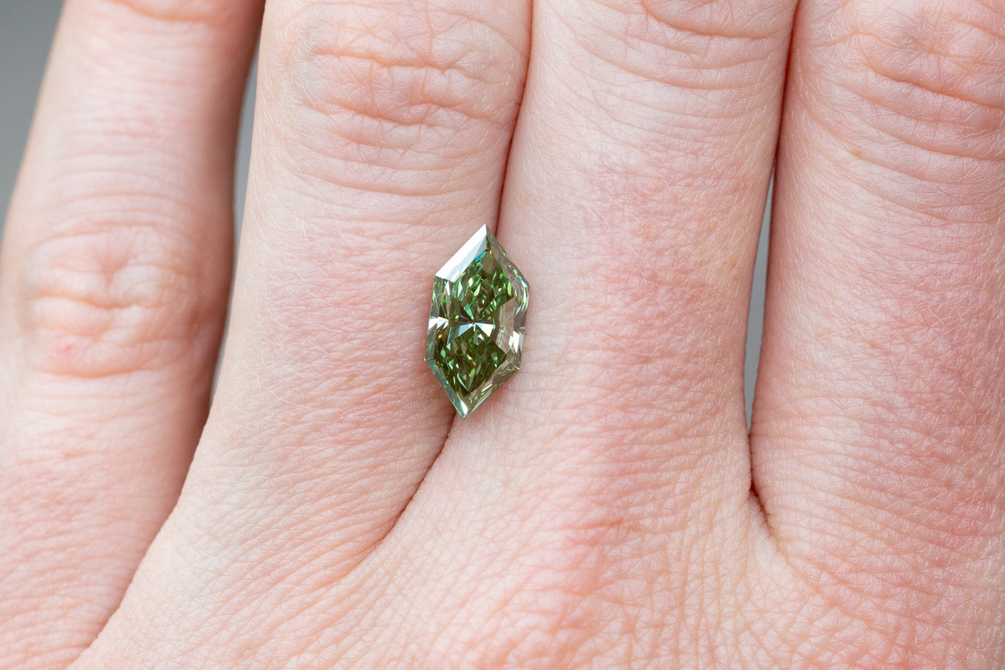 2.18ct Fancy Vivid Green Elongated Hexagon Lab Diamond, VS1
