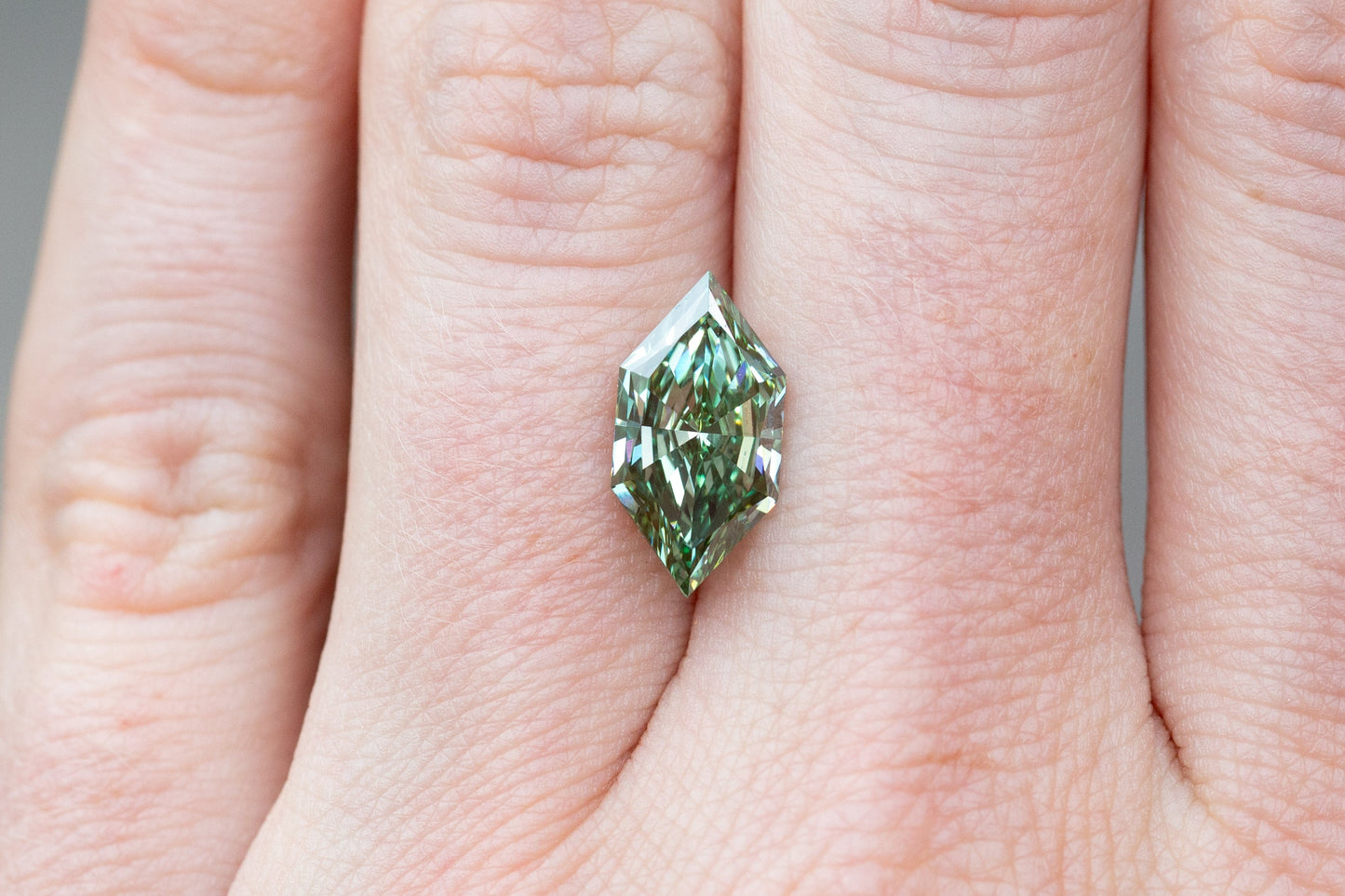 3.00ct Fancy Vivid Green Elongated Hexagon Lab Diamond, VS1