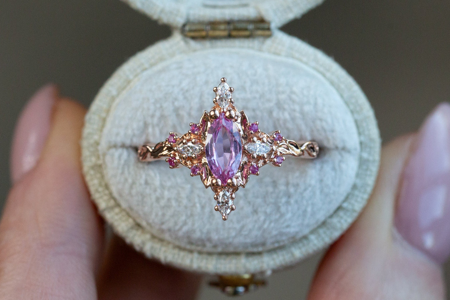 Ready to Ship- Size 6.5, 14k rose gold Briar Rose Three Stone