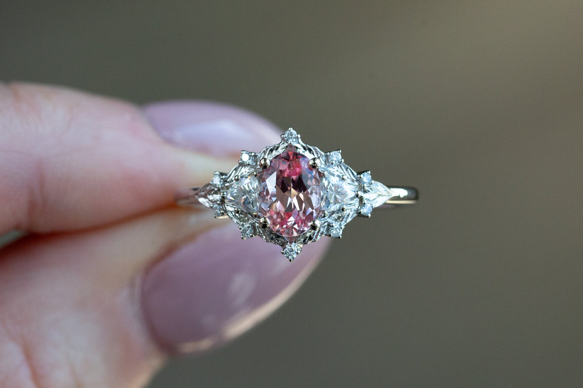 Ready to Ship- Size 7, 14k white gold Woodland Three Stone