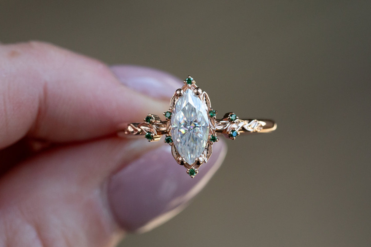 Ready to Ship- Size 8.5, 14k rose gold Briar Rose Halo