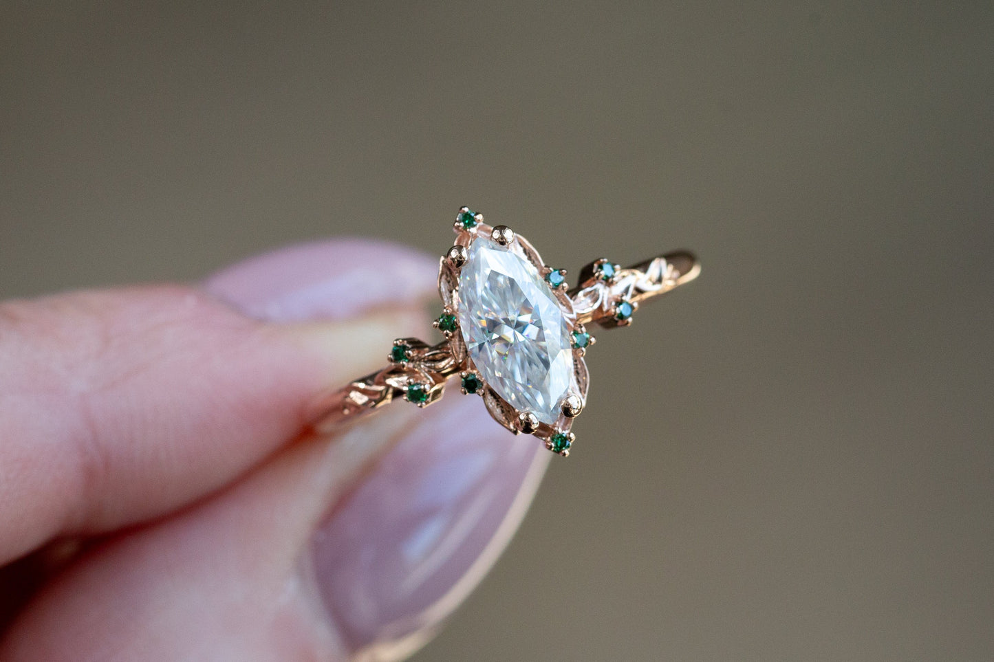 Ready to Ship- Size 8.5, 14k rose gold Briar Rose Halo