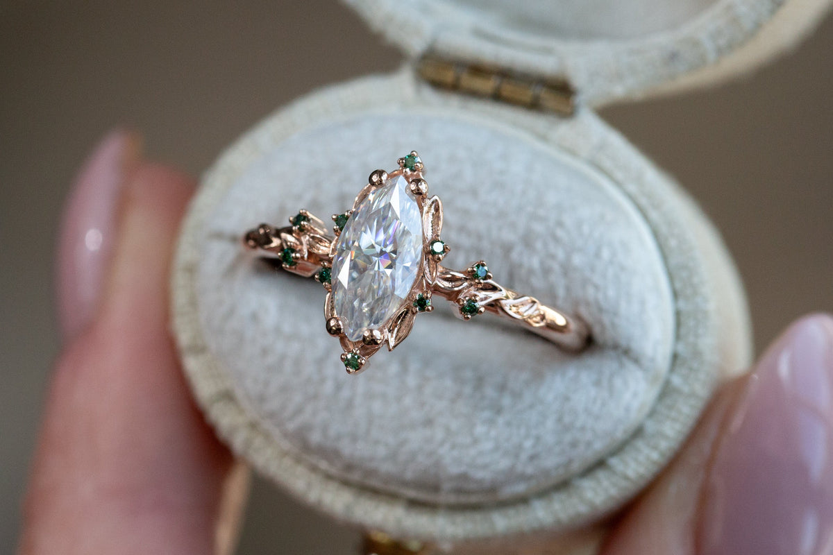 Ready to Ship- Size 8.5, 14k rose gold Briar Rose Halo