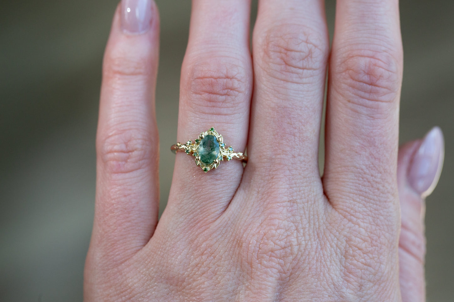 Ready to Ship- Size 5.5, 14k yellow gold Briar Rose Halo