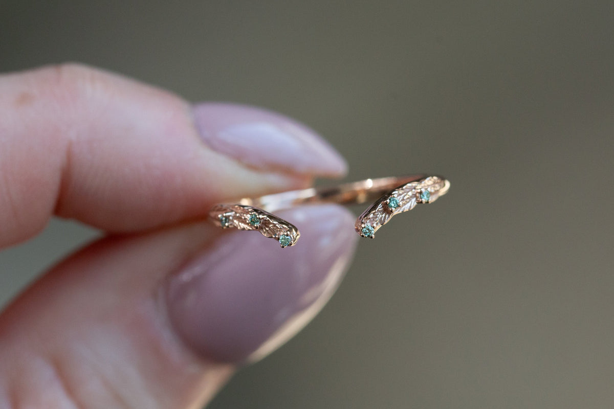 Ready to Ship- Size 7.5, 14k rose gold Woodland Open Band