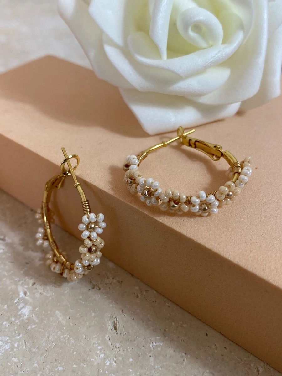 Florianne hoop earrings - Miyuki seed beads