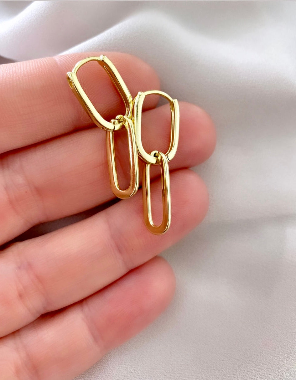 Gold Filled Chain Link Earrings Chunky Links Earrings Large Gold Chain Earrings Oblong Hoops Gift Minimalist Jewelry Luxe Earrings