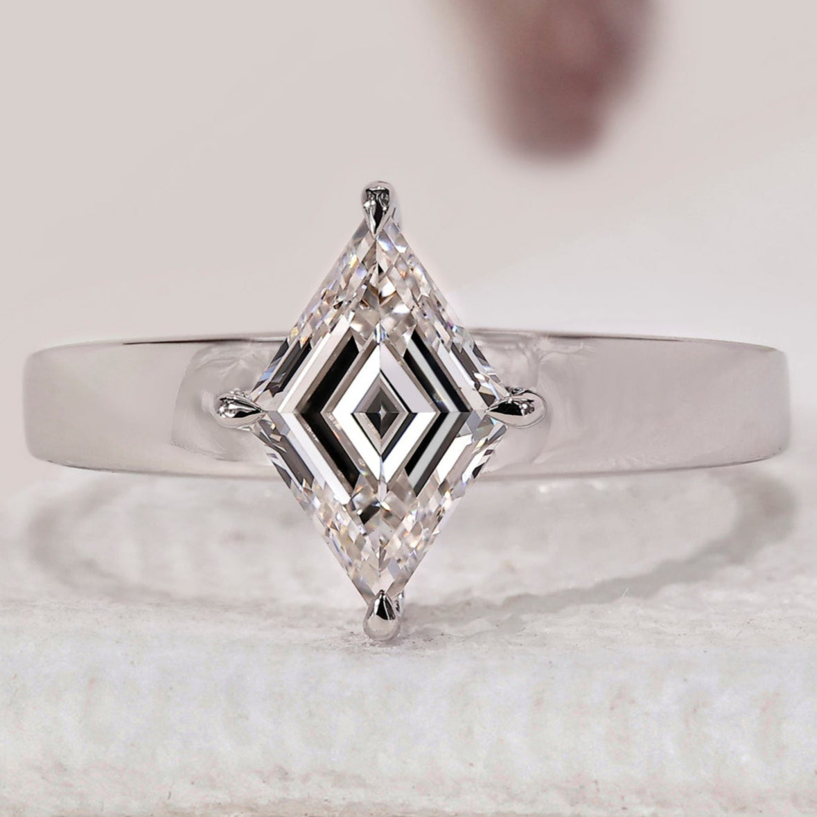 White Gold Lozenge Cut Diamond Ring