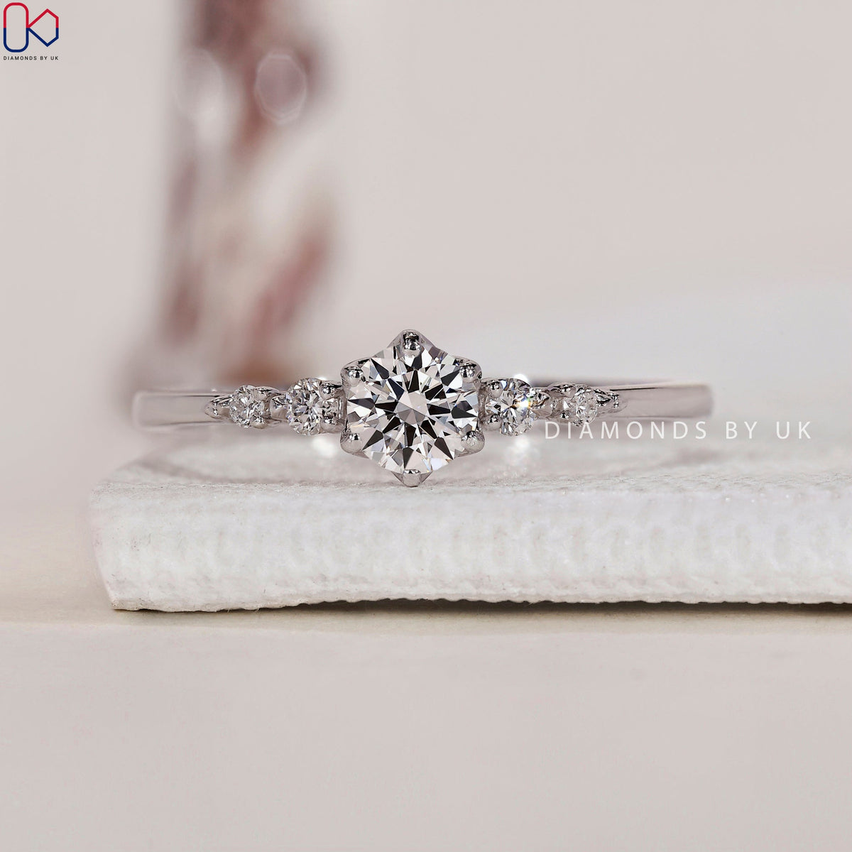5 Stone Engagement Ring - Round Diamond