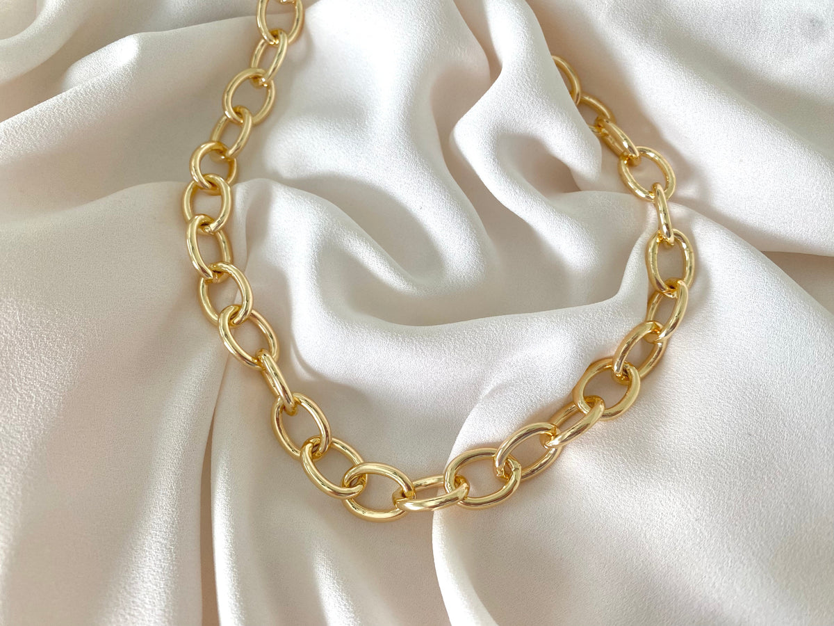 Gold Filled Chunky Oval Link Chain Necklace - Statement Necklace
