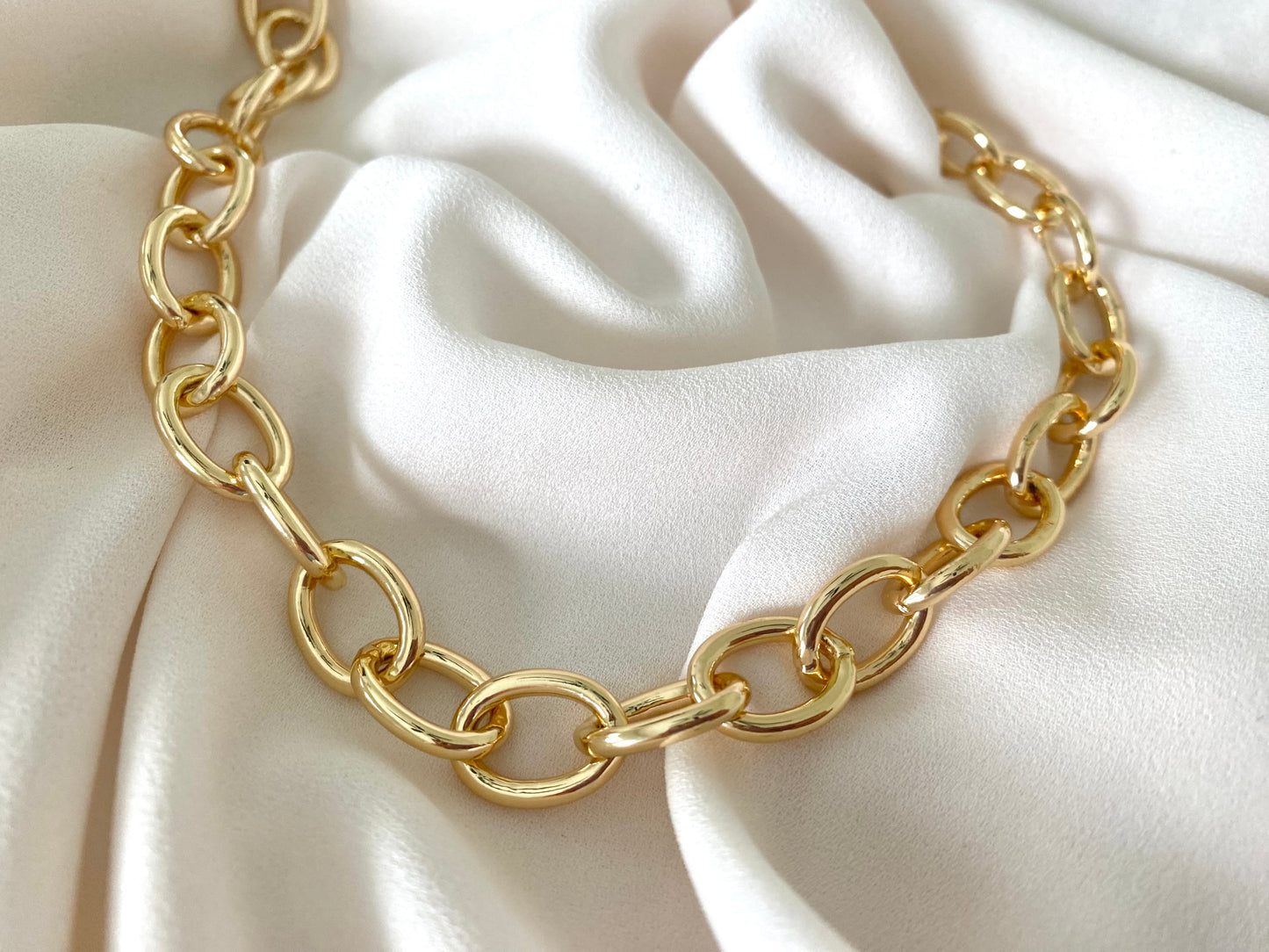 Gold Filled Chunky Oval Link Chain Necklace - Statement Necklace